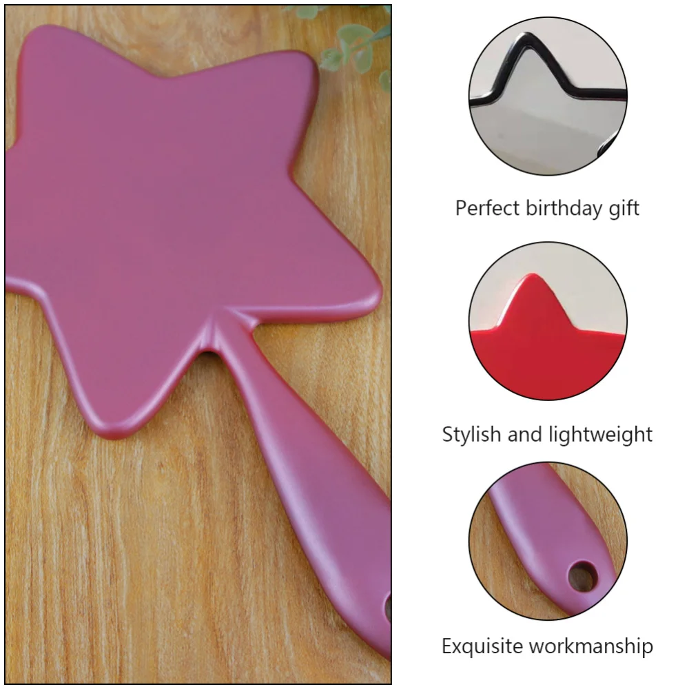 

1Pc Five-pointed Star Handle Mirror Woman Handle Makeup Mirror Handhold Mirror