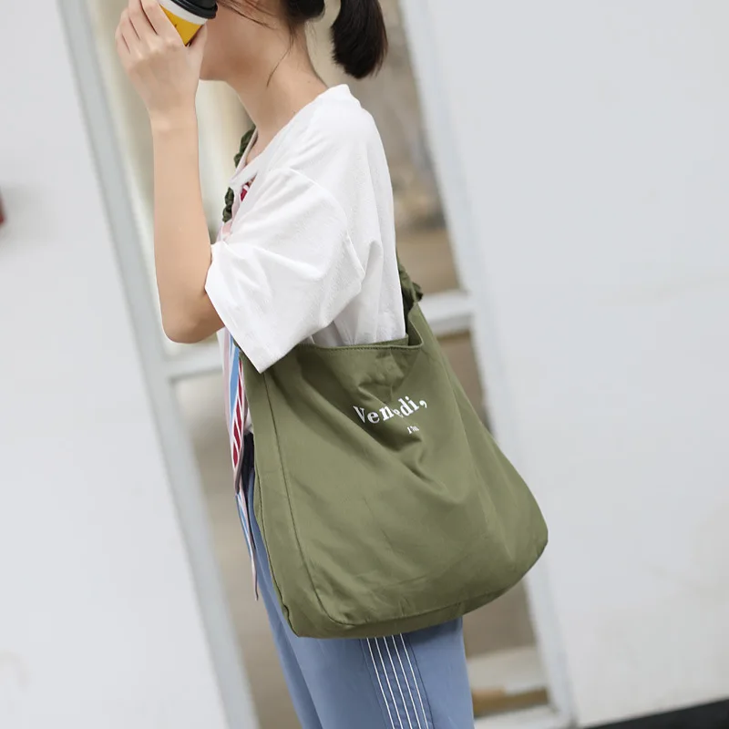 Простая клетчатая Холщовая Сумка Женская универсальная Большая вместительная