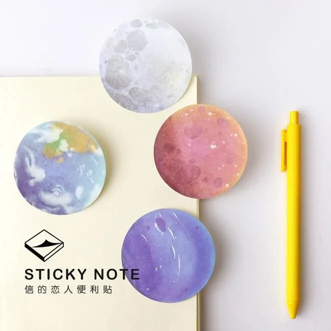 

1pack/lot Round Beautiful planet design mini convenient Memo Sticky Pad Notes students gift prize office school supplies