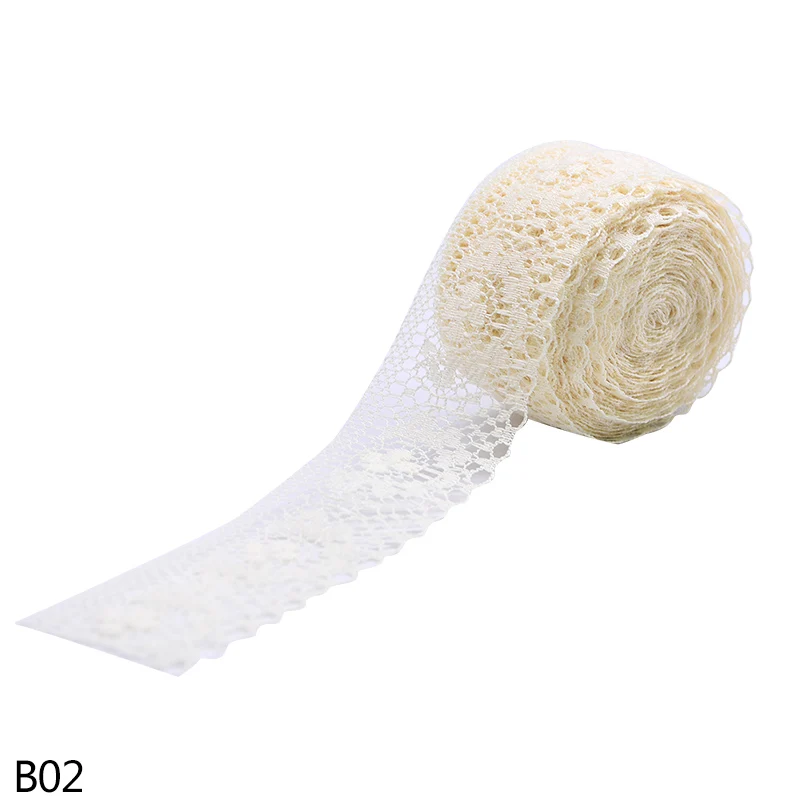 B02 beige 10/20 м 38 мм белая кружевная лента DIY вышитая кружевная отделка ленты для шитья одежды Свадебные украшения Аксессуары - Цвет: B02 beige
