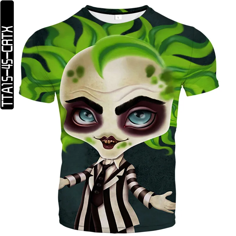 

2021 new fashion skull men's T-shirt 3D printing horror style summer short-sleeved round neck blouse plus size fashion