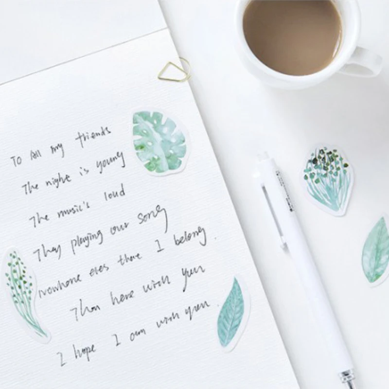 20 упак./лот Сладкая мята дневник Бумага Стикеры зеленые листья DIY Украшение