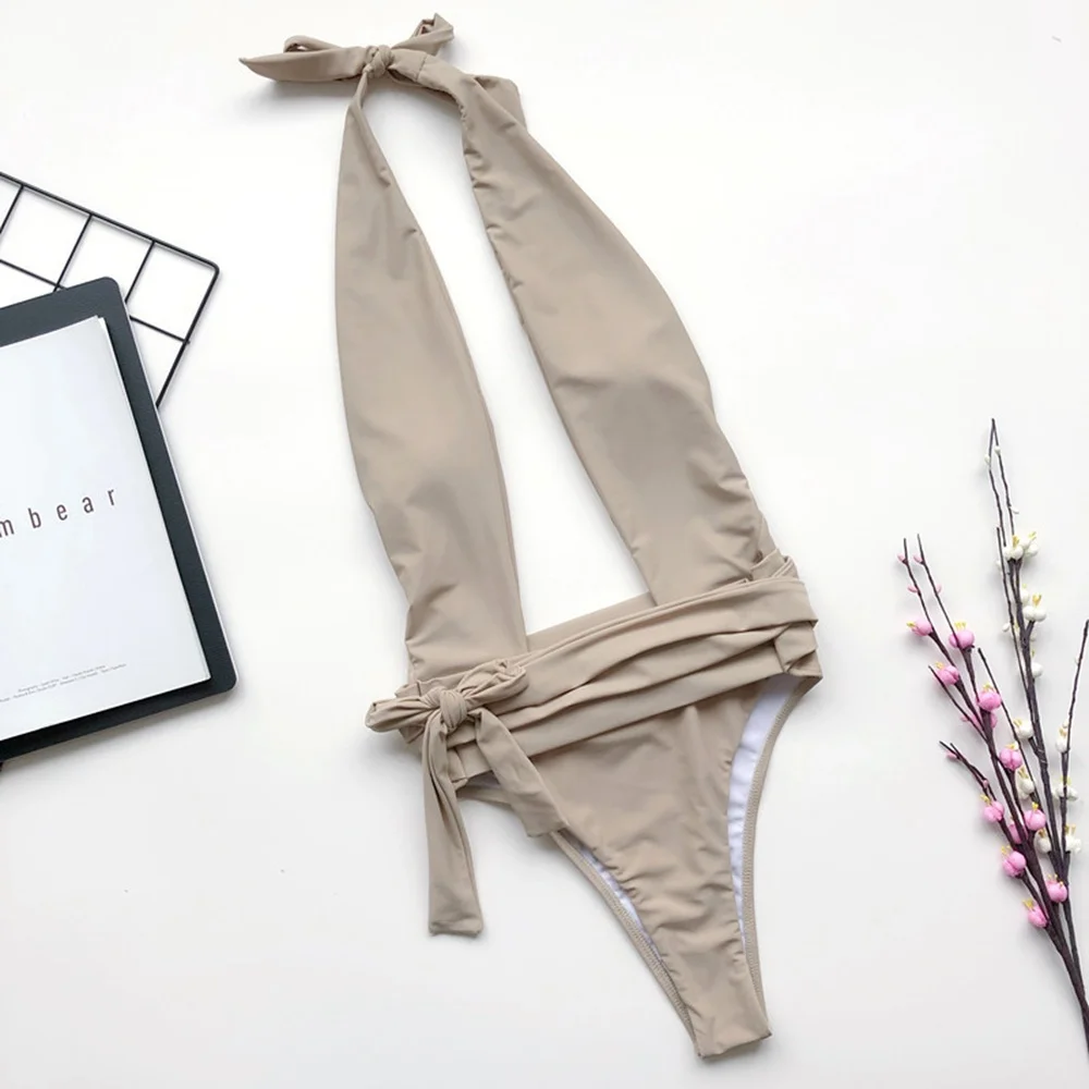 

2020 Sexy Swimsuit Women Swimwear One Piece Bodysuit Push Up Monokini Halter Cross Bathing Suits Swim Suit Wear Female Beachwear
