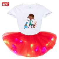 girls dress sets baby girl tutu dress kids party little girl kids light led tutu dresst shirt 2 pcs set princess rainbow dress