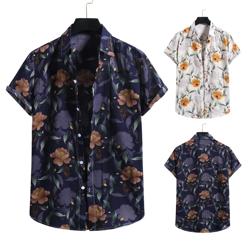 

Гавайская рубашка мужская с пуговицами, Повседневная пляжная сорочка с тропическим принтом, праздничная одежда для вечеринки, гаваана, лет...