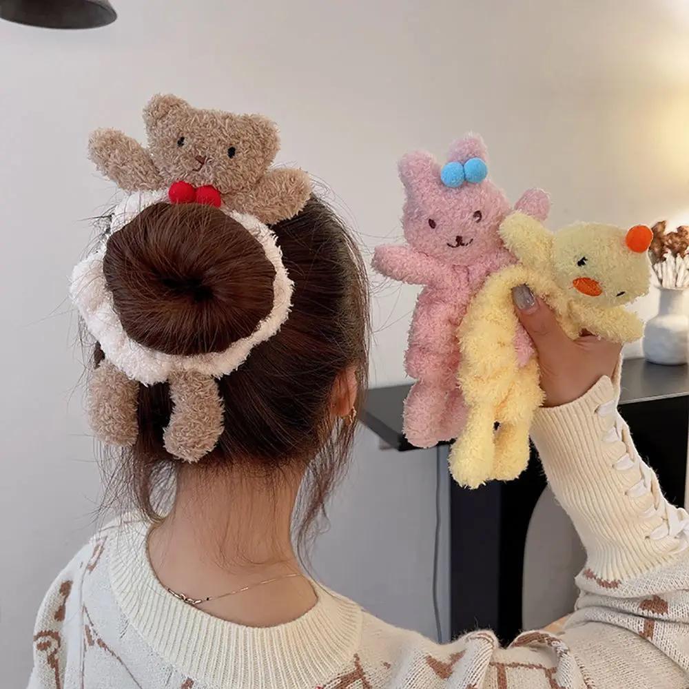 

Новинка 2021 кольцо для волос с изображением большого кишечника Симпатичные плюшевые резинки для волос мультяшный Медведь Кролик эластичные...