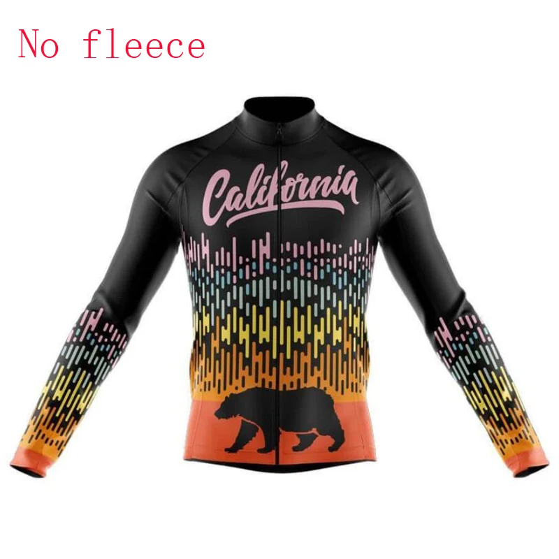 California новая команда Велоспорт Джерси с длинным рукавом зимний теплый флис и без
