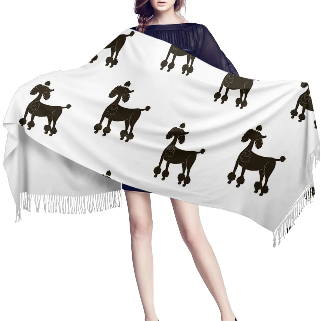 Одеяло с животным черного щенка Тедди шаль шерстяная для женщин дизайнерская