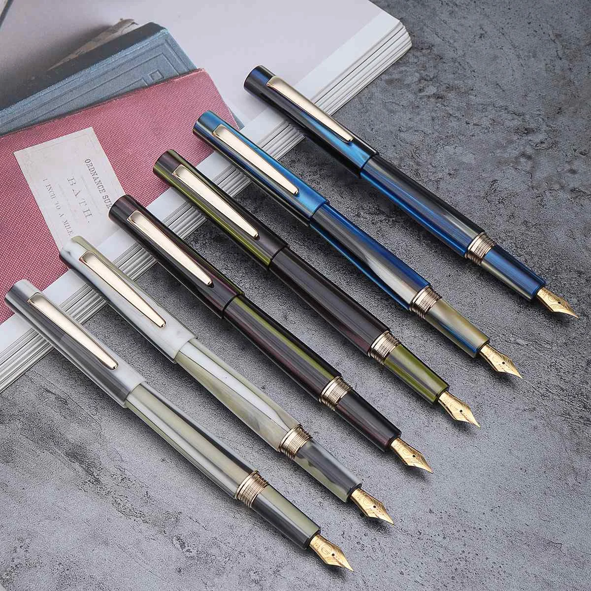 

For Moonman N3 Celluloid Acrylic Beautiful Stripes Fountain Pen EF/F 0.5mm Nib Fashion Excellent Office Writing Gift Set
