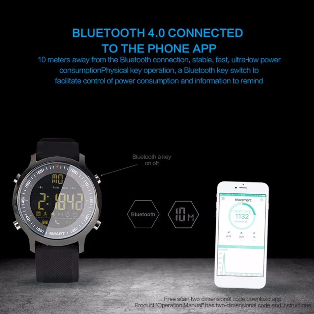 EX18 спортивные Смарт часы IP68 Водонепроницаемые 5ATM шагомер Xwatch плавательные умные