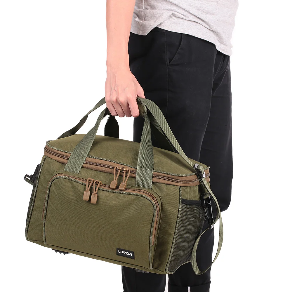Lixada Portable Multifunctional Canvas Fishing Shoulder Bag Pack Tackle Lure Reel Pouch Case for Rods | Спорт и развлечения