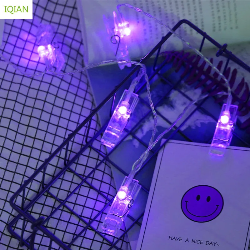 Рождественские украшения IQIAN для дома фото световая гирлянда с зажимом 1 м 10 огней