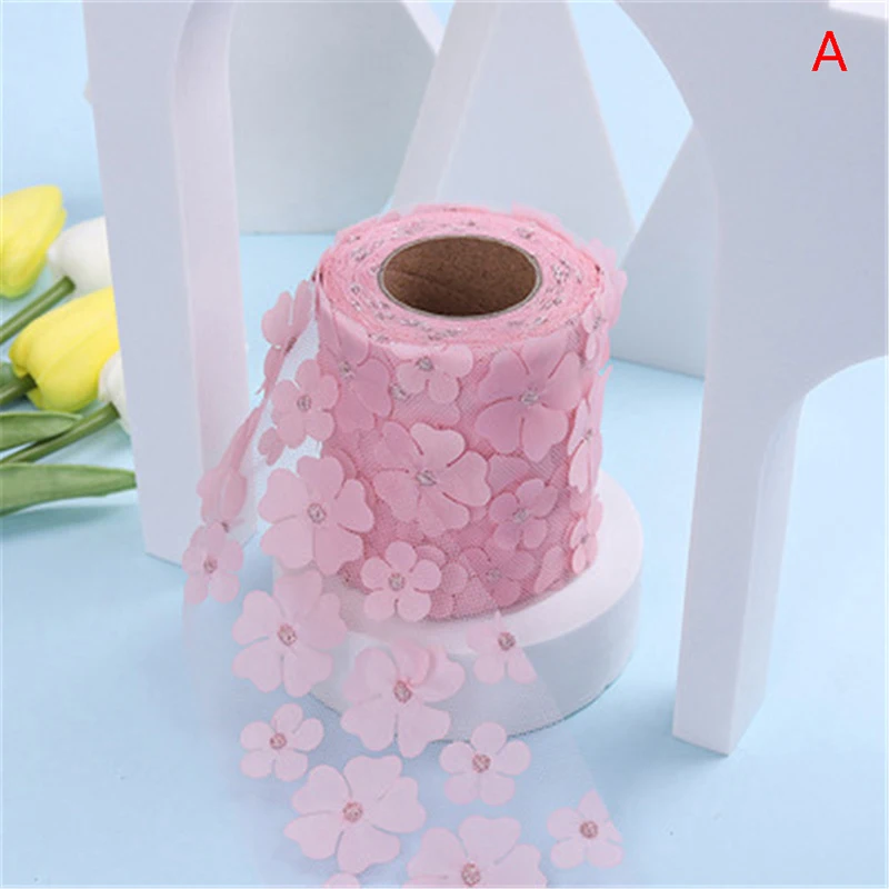 

10Yards/roll 8CM Gradient Colorful Flower Tulle Roll Organza Ribbon Party Supplies DIY Hair Bows Handmade Materials