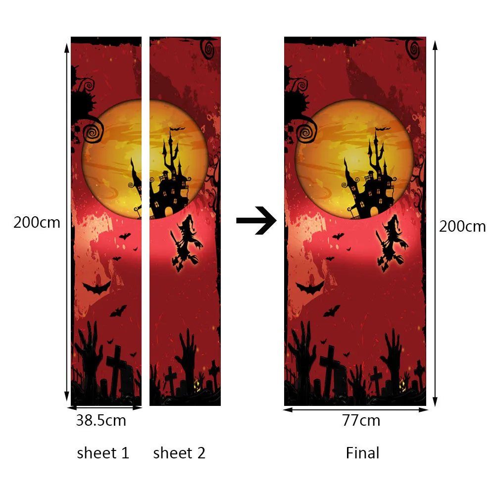 2 шт./компл. наклейки на дверь Хэллоуин для детской комнаты DIY домашнего декора