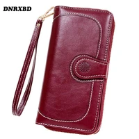 women wallet waxed leather clutch purse carteira feminina hasp female long zipper wallet trendy women coin purse card holders