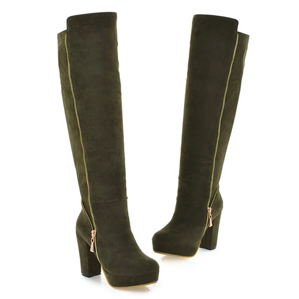 Side Zipper Winter Boots Women Fashion Round-Head Thick High-Grade Wear-Resistant Anti-Slip Over-Knee Boots zapatos de mujer