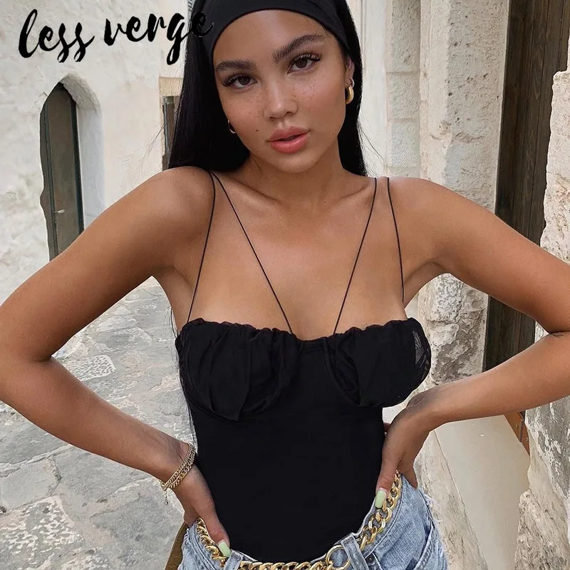 Сексуальный сетчатый черный женский комбинезон Lessverge с открытой спиной