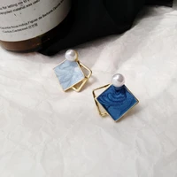 oeing 925 sterling silver creative blue sweet fine jewelry color contrast simple stud earrings for women gifts