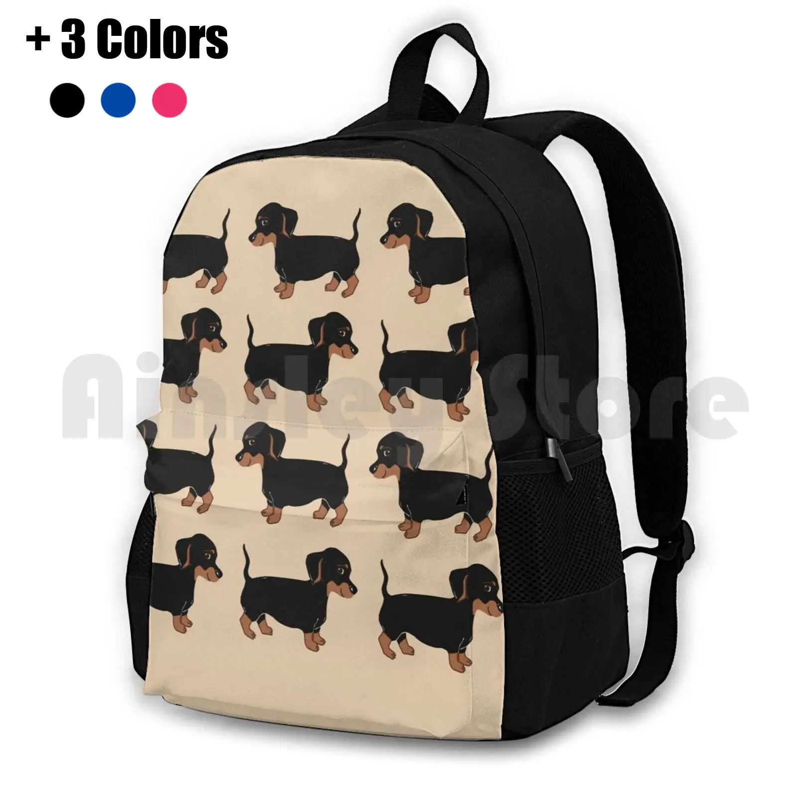 

Black And Brown Dachshunds Pattern Outdoor Hiking Backpack Waterproof Camping Travel Dachshund Dachshund Black Dachshund Dog