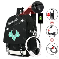 genshin impact backpack for boys and girls school canvas bags waterproof laptop usb charging men travel bag 2021 back to school