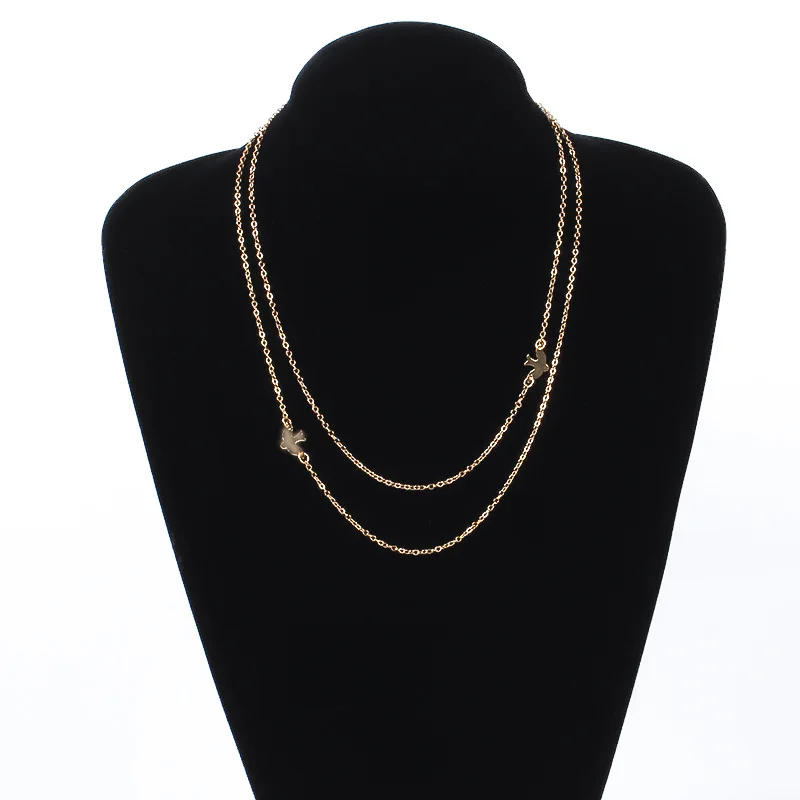 Трендовое креативное ожерелье цепочка с голубем и подвеской Двухслойное чокер