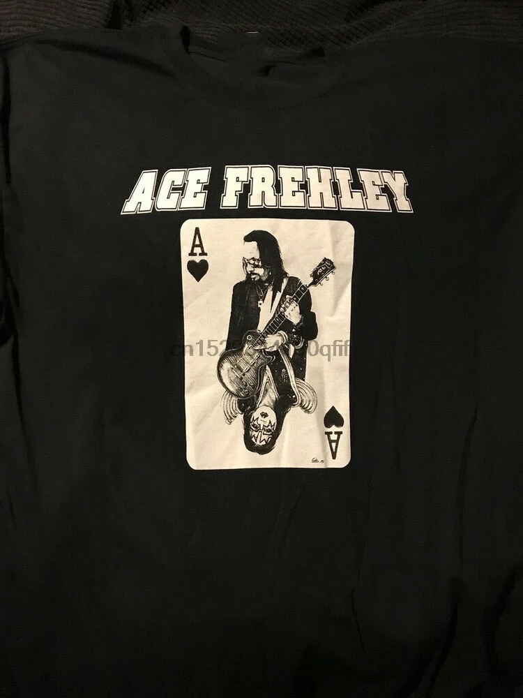 Ace Frehley Kiss Band хлопковая черная Мужская футболка с коротким рукавом T1653 |