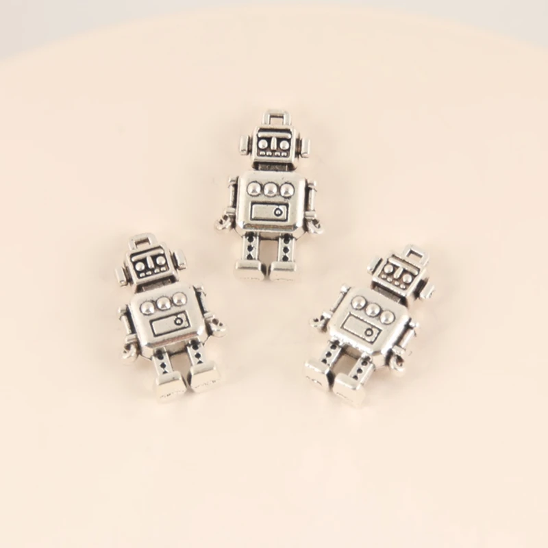 Очаровательные Подвески в виде 3d-роботов серебряного цвета 20 шт. | Украшения и