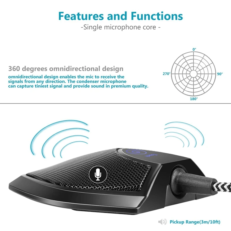 Настольная Конференц-запись контактный микрофон сенсорный выключатель