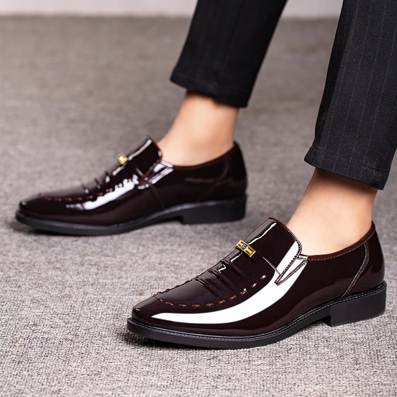 

Size 48 Dress Leather Shoes Men Loafers Office Party Shoes for Men Formal Patent Leather Shoes Business Wedding Shoe Oxford New