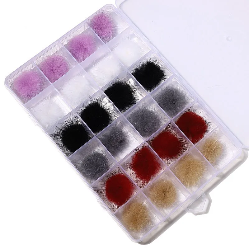 

1 Box Mink Pompom Plush 3D Nail Art Decoration Soft Fluffy Plush Ball Hairball Detachable Magnet Jewelry Nail Accessories