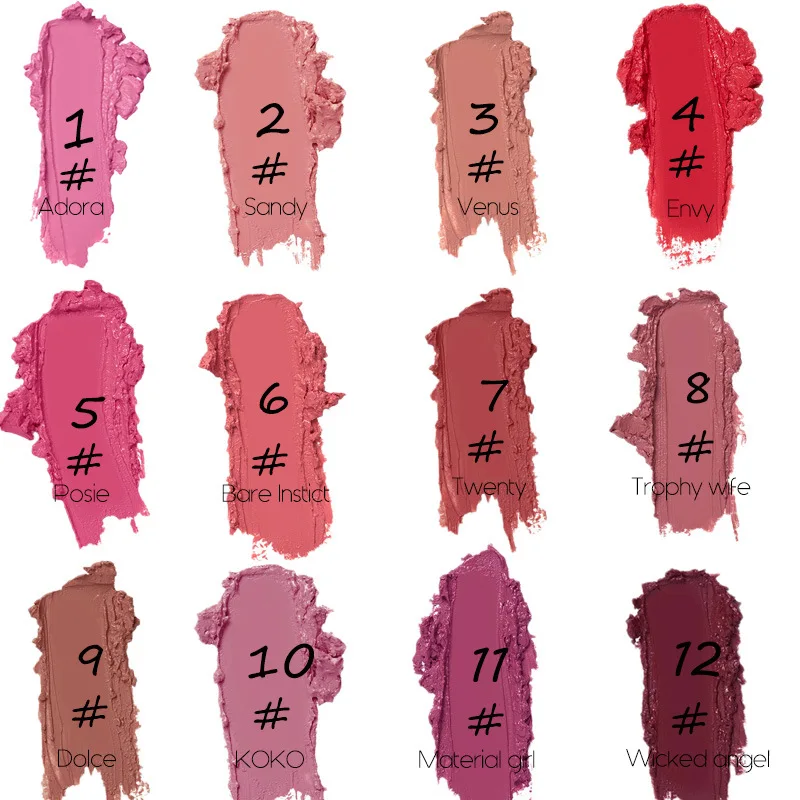 Матовый блеск для губ 12 цветов телесный стойкий водонепроницаемый жидкая помада