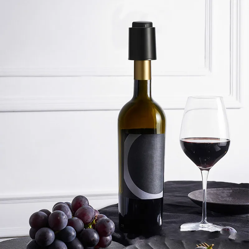 

Black ABS Vacuum Wine Bottle Stopper Sealed Storage Vacuum Memory Wine Stopper Push Style Bar Tools Barware Wine Cork