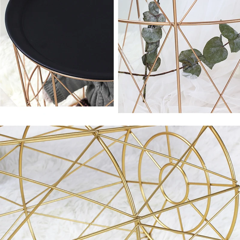 Креативный скандинавский Золотой металлический журнальный столик корзина для