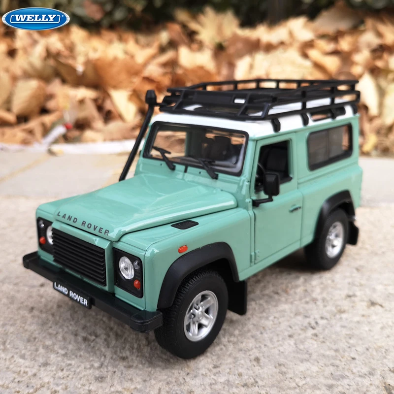 

WELLY 1:24 Land Rover Defender Aurora Green sports car simulation alloy car model crafts decoration collection toy tools gift