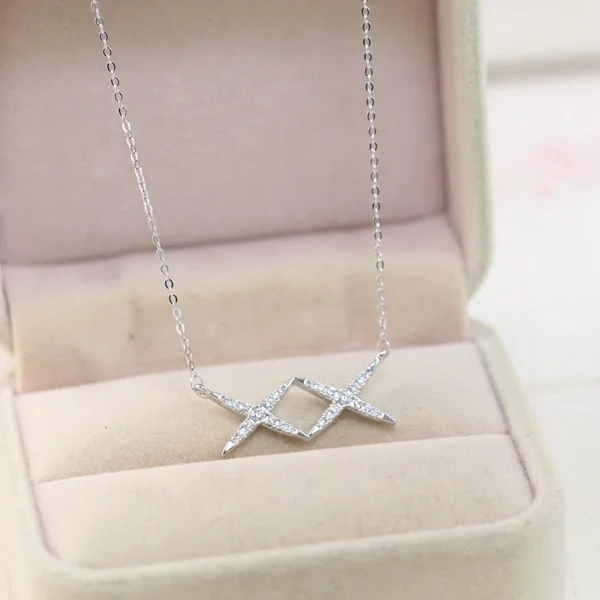 Цепочка с кулоном женская из серебра 100% пробы цирконом|Цепочки| |