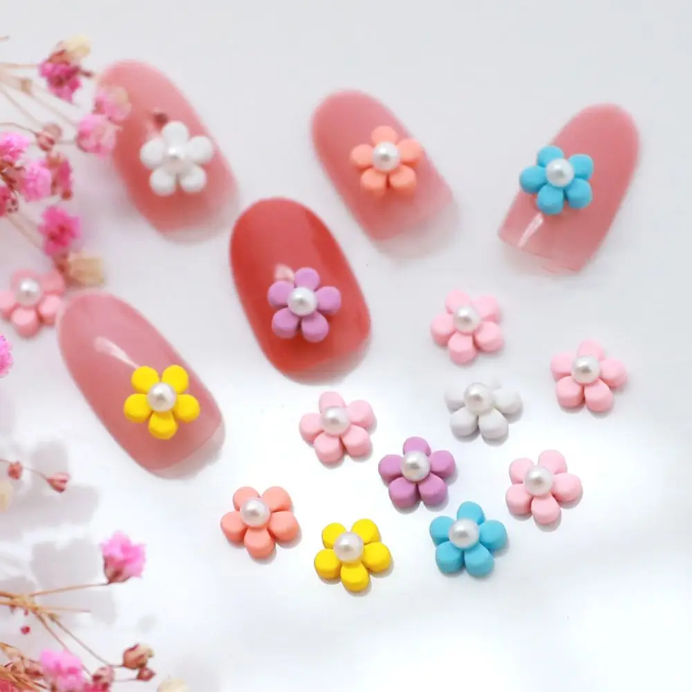 

Цветные цветы для дизайна ногтей, ювелирные изделия, 3D милый Подсолнух, жемчуг, пять лепестков, цветок, подвеска «сделай сам», изысканное укр...