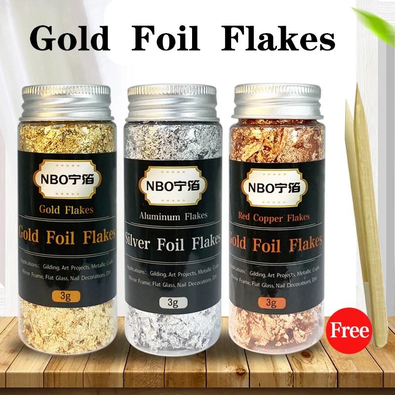 3g/бутылка хлопья золотых листьев золото Фольга фрагменты для Еда картина декора