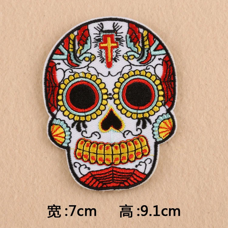 

Embroidered Skull Ghost Head Clothing Accessories Chest Paste Badge DIY Personality Patch Embroidered Cloth Stickers iron ons