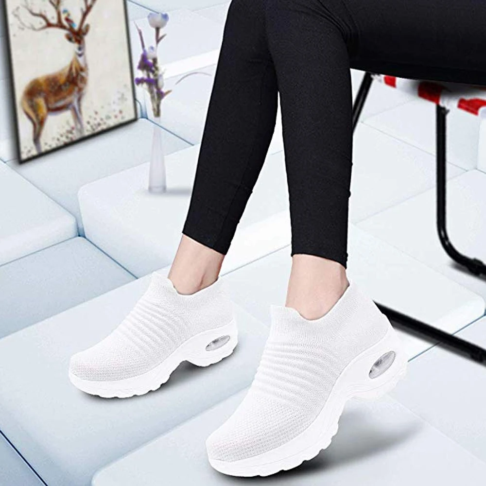 

Spring Women Sneakers Shoes Flat Slip on Platform Sneakers for Women Black Breathable Mesh Sock Sneakers Shoes zapatillas mujer