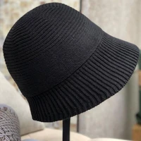maxsit u autumn and winter vintage black knitted adjustable bucket hat female all match small along fisherman hat casual hat