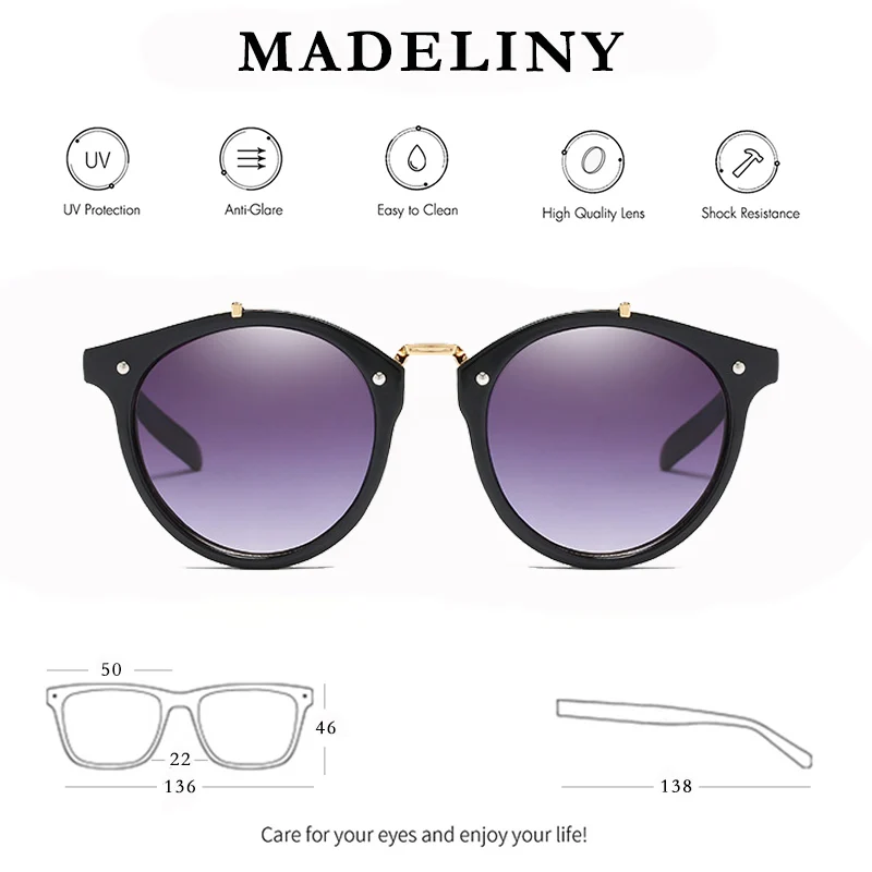 Женские круглые солнцезащитные очки MADELINY брендовые дизайнерские винтажные