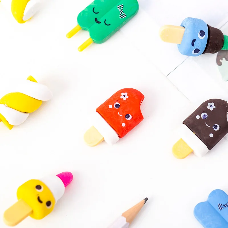 

Creative Ice cream Eraser Cute Writing Drawing Rubber Pencil Erasers Stationery For Kids Promotion Gifts Office school suppies