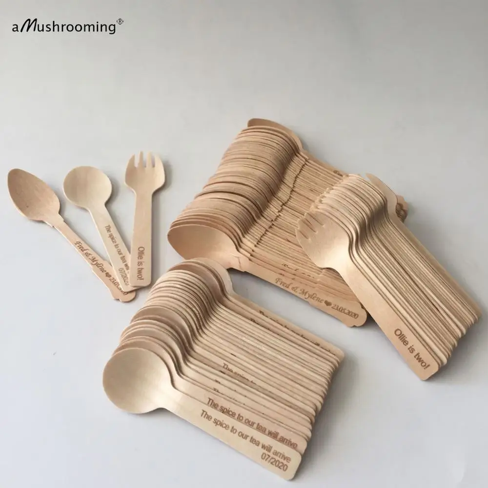 10000 шт. персонализированные кофейные ложки деревянные одноразовые Твердые