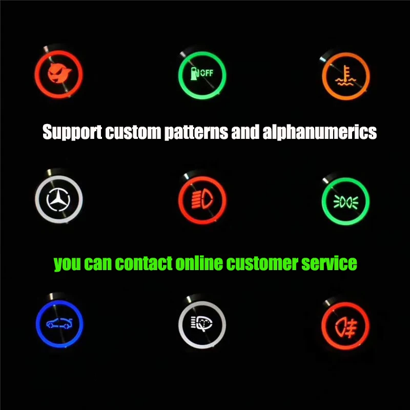 Металлический кнопочный переключатель для автомобиля хромированный черный 16/19/22