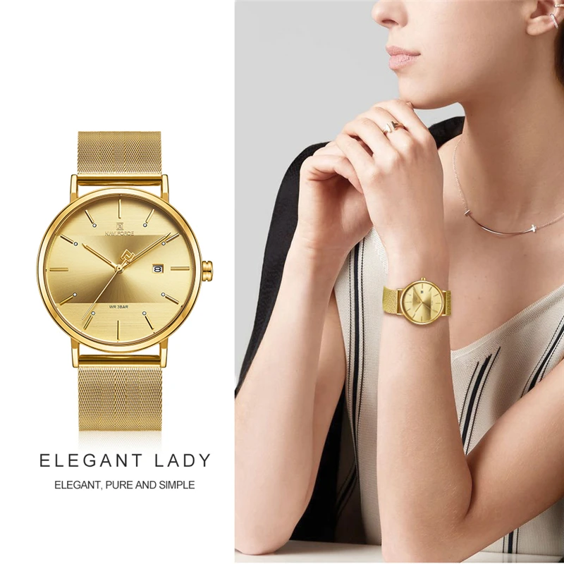 Часы наручные NAVIFORCE женские кварцевые модные повседневные водонепроницаемые с