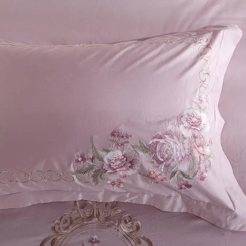 Роскошный комплект постельного белья из 45 розовых цветов с вышивкой Египетский
