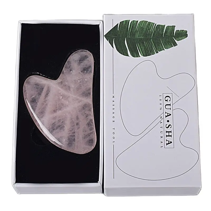 Инструмент для ухода за лицом гуаша из розового кварца массажер лица шеи макияжа