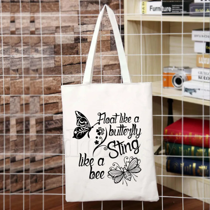 Muhammad Ali поплавок как бабочка Стинг пчела боксер печать холщовые сумки