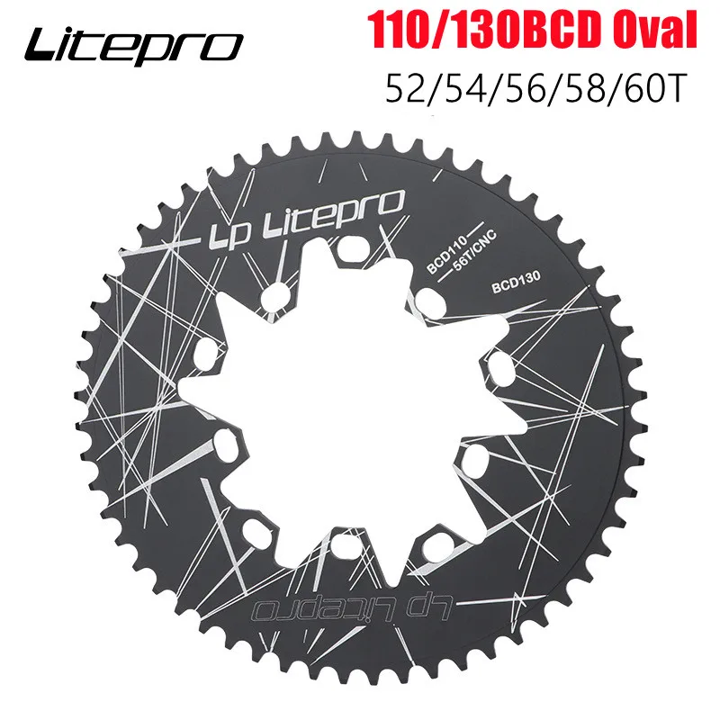 

Litepro Folding Bike Oval Chainring 110BCD/130BCD 52/54T/56T/58T/60T Aluminium Alloy Road Bike Chainring Oval Bicycle Chainwheel