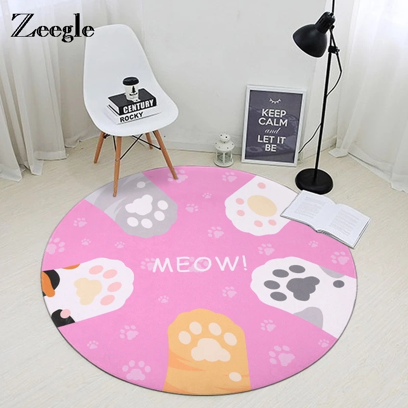 Круглые ковры Zeegle с принтом кошачьих когтей для гостиной компьютерный ковер